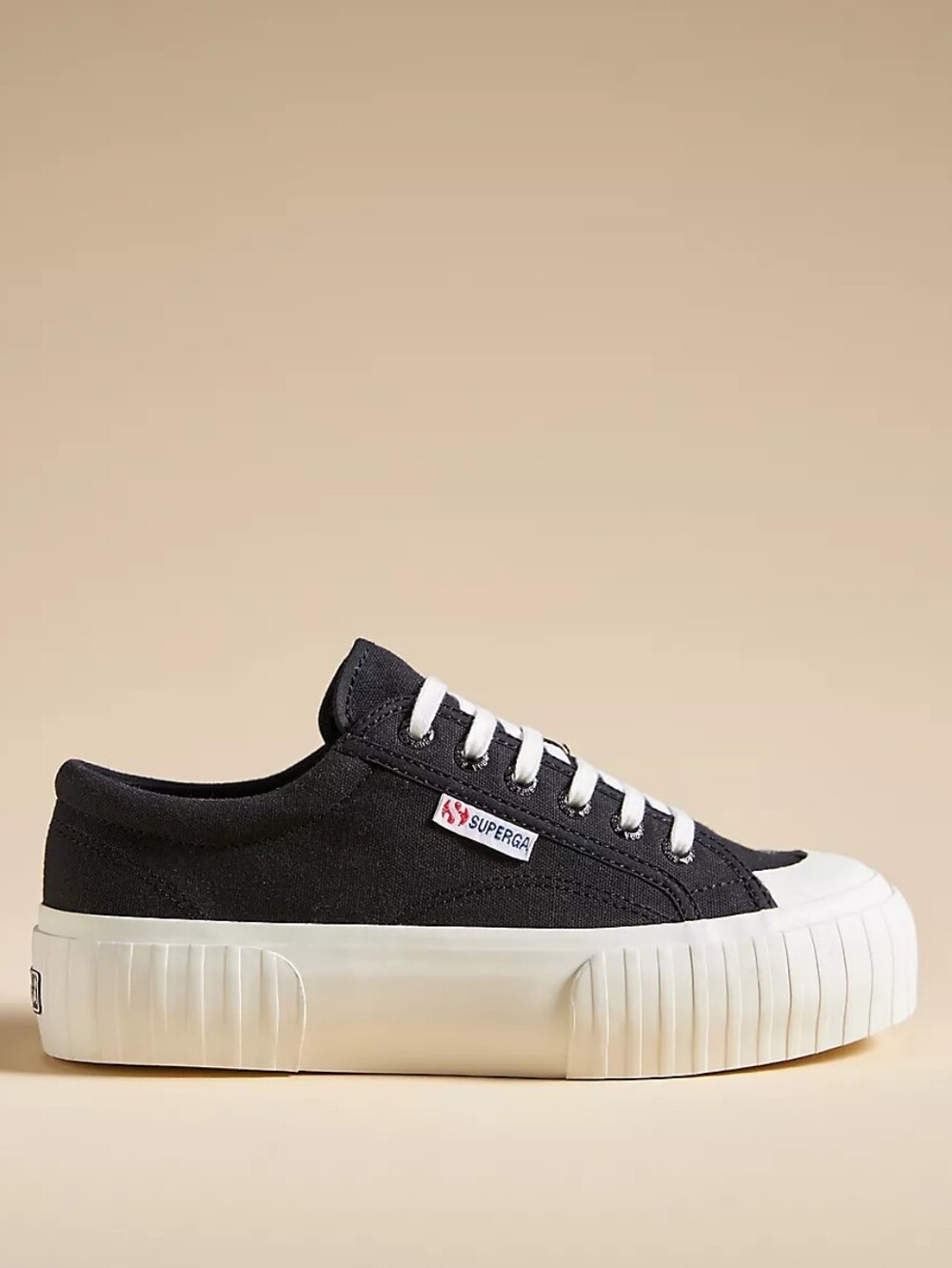 Superga Anthropologie Black Canvas Platform Sneaker Size 9